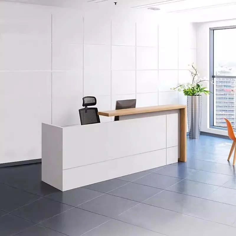 Front Desk Reception Counter Table Modern Design Customized Beauty Counter Wood Hospital Office Desk White Small Luxury Salon