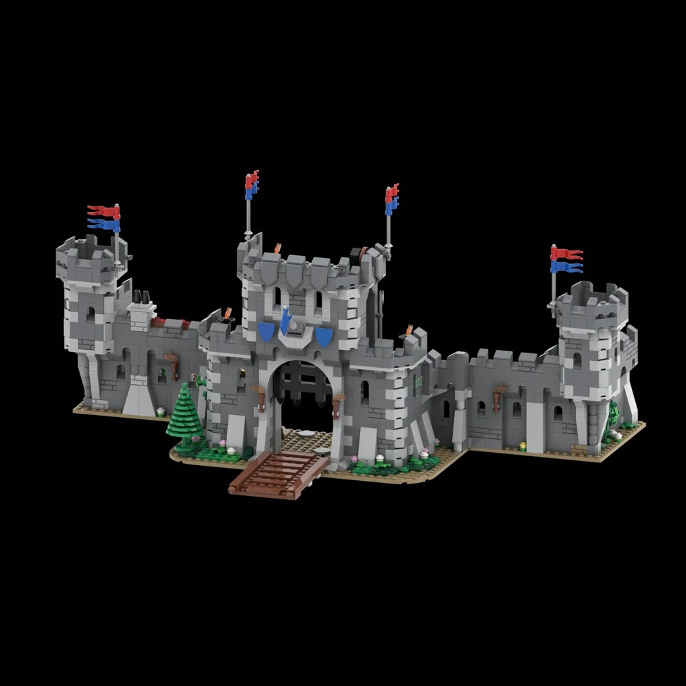 Nuovo modello europeo medievale del cavaliere del leone castello Street View MOC giocattoli assemblati per bambini creativi regalo di festa blocchi MOC