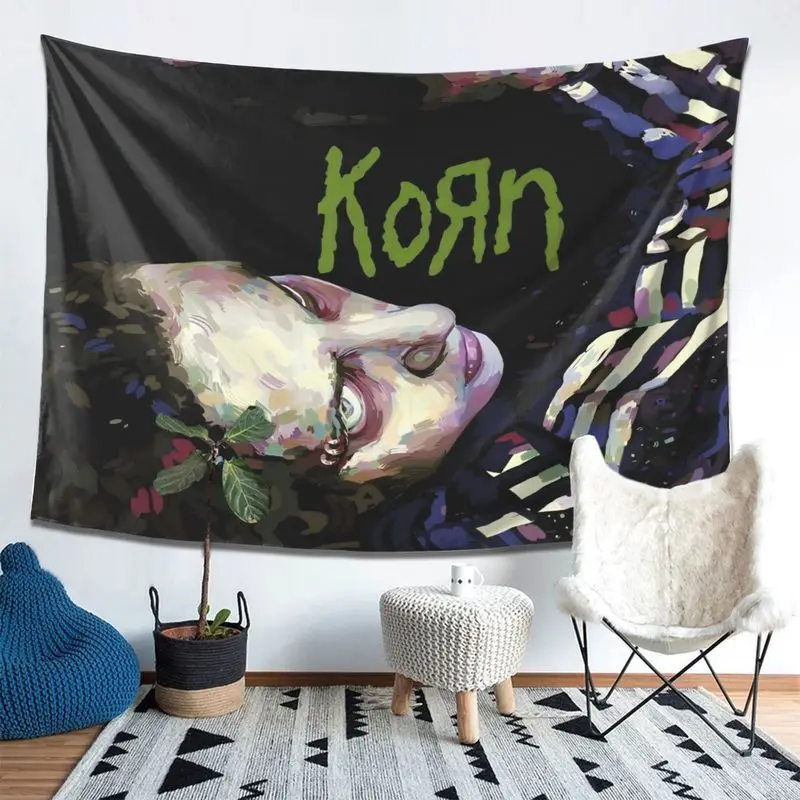 VIKAMA Gothic Cohen New Metal Band Oil Painting Portrait Dark Tapestry, Moody Wall Hanging for Bedroom Living Room Dorm