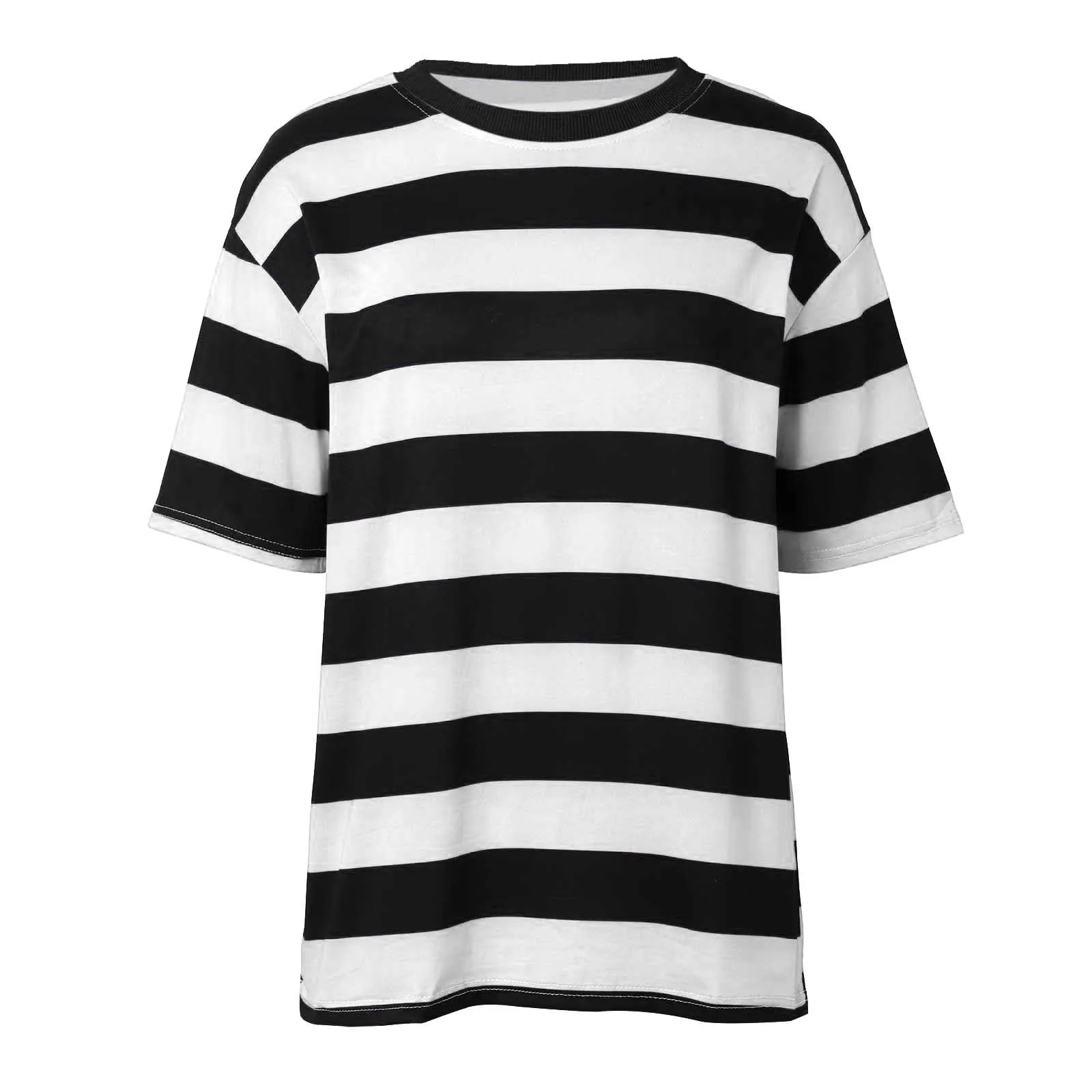 Black and Yellow Striped 3D Print Women T Shirt Short Sleeved T-shirt Summer Bee Stripes T Shirt Y2K Polyester Female Top Tees