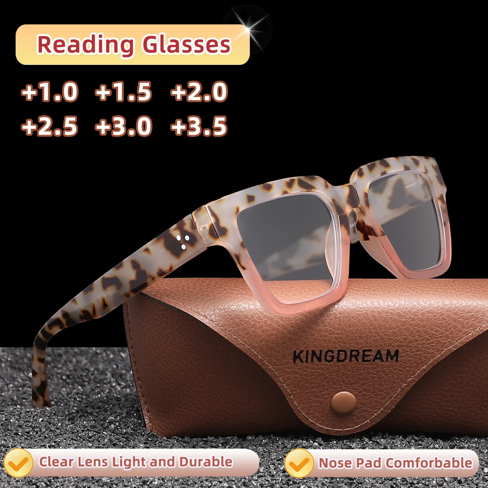 

KINGDREAM Women Reading Glasses Far-sighted Computer Eyeglasses Oversize Frame Antiblue Light Presbyopia Eyewear +1.0~+3.5