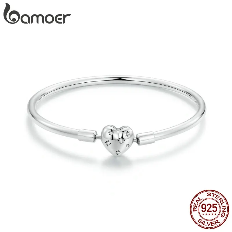 

Bamoer 925 Sterling Silver Starry Bracelet Pave Zircon Love Bracelet For Women Fine Wedding Birthday Jewelry Gift 17CM 19CM
