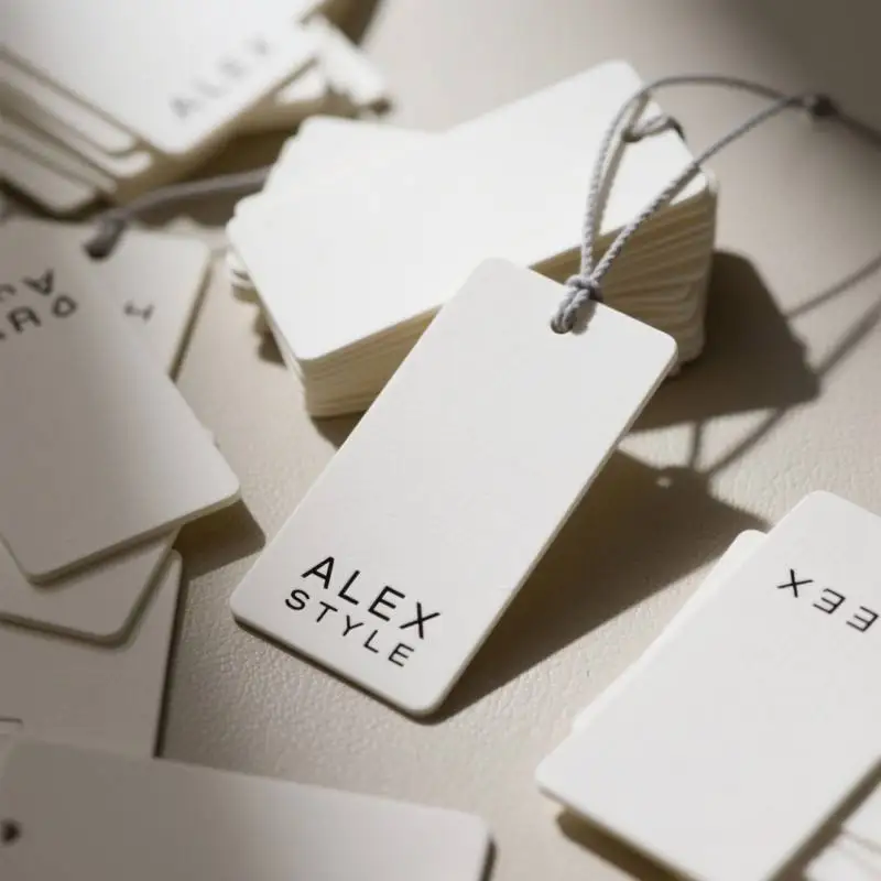 Wholesale Luxury Paper Hang Tags Custom UV Embossed Logo Personalized Brand Labels for Clothing Bags Shoes Accessories
