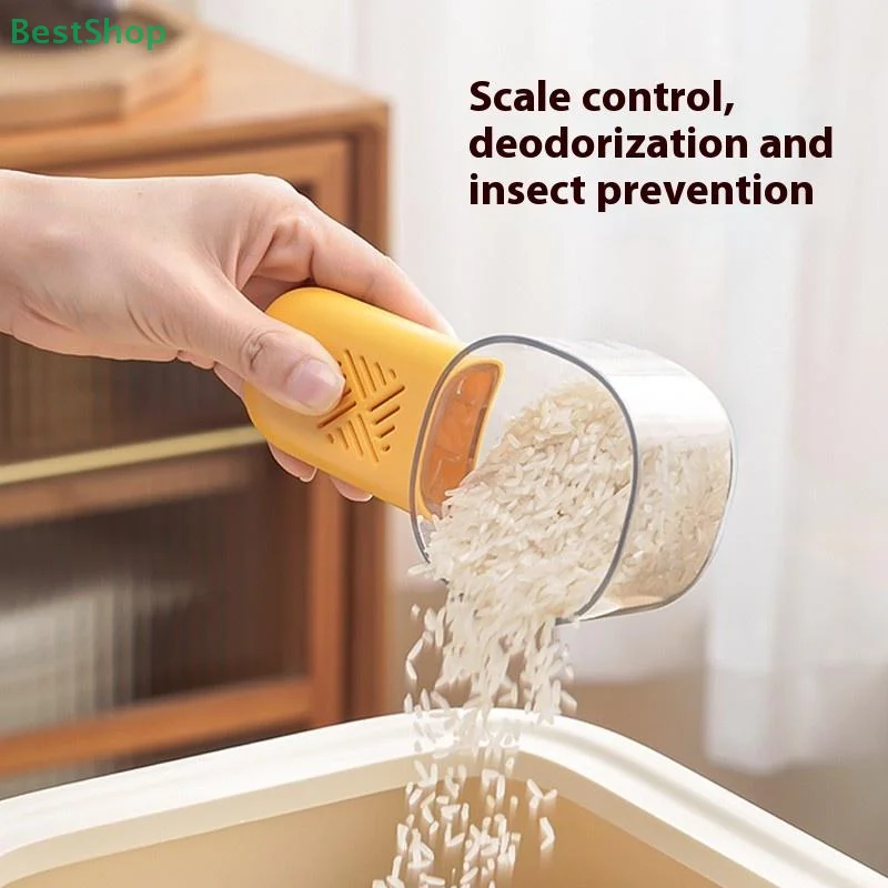 Kitchen Rice Scoop Multifunctional Moisture And Insect Prevention Grains Digging Noodle Scoop With Scale Measuring Scoop