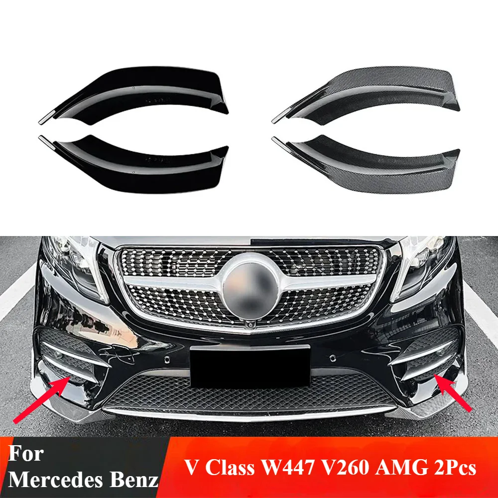 

for Mercedes Benz V Class W447 V260 AMG Line Spoiler Scratch Protector Car Accessories 2Pcs Front Bumper Lip Splitter Body Kit