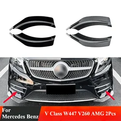 for Mercedes Benz V Class W447 V260 AMG Line Spoiler Scratch Protector Car Accessories 2Pcs Front Bumper Lip Splitter Body Kit