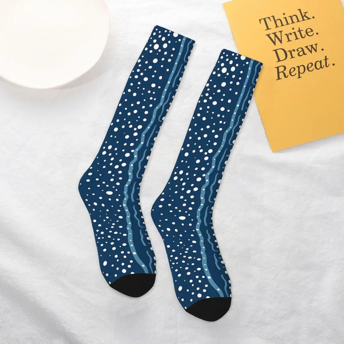 

All Seasons Whale Shark Pattern Socks Harajuku Sport Middle Tube Socks Soft Fashion Stockings for Men Women
