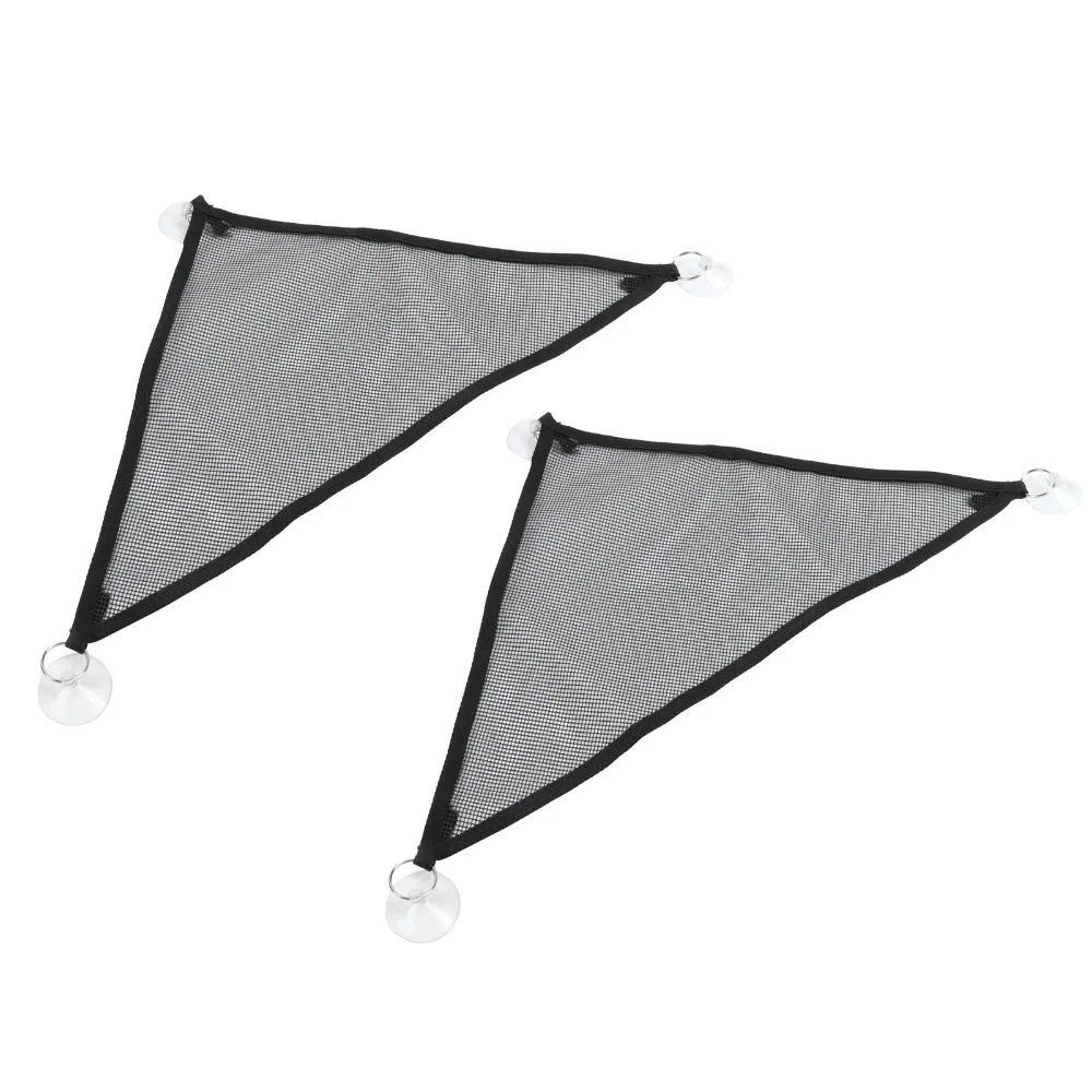 2pcs Nylon Lizard Hammock Breathable Mesh Three-Point Suction Mount Lizard Hanging Bed Black Fixed Triangle Size Layout