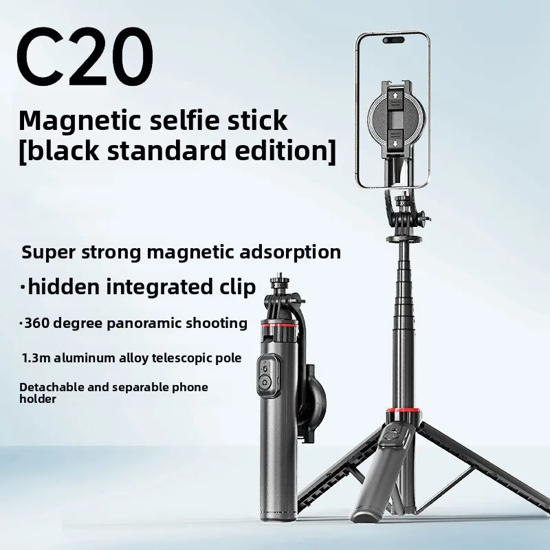 

FOR CYKE Magnetic Bracket Bluetooth Selfie Stick Tripod Portable Floor Live Mobile Phone Holder