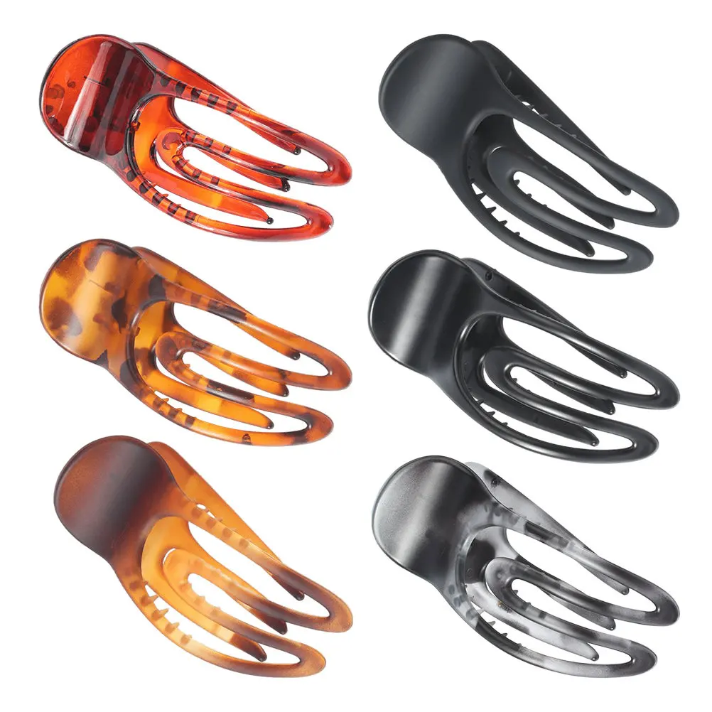 

Набор из 6 заколок-крабов для волос: для хвоста, пучка, прически-твист, с легким захватом, прочной фиксацией, для использования в салонах красоты