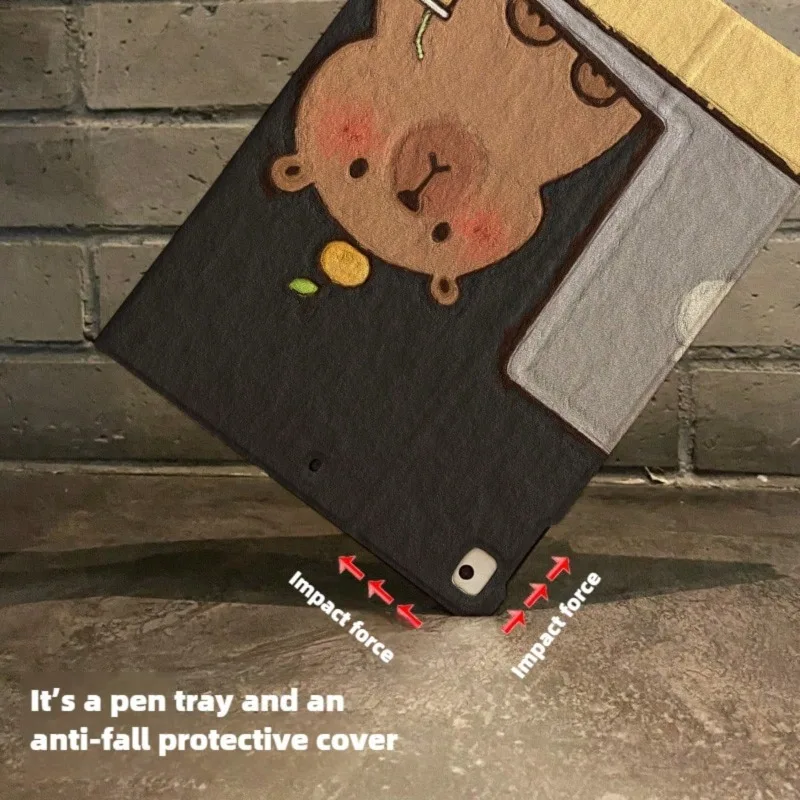 360 Degree Rotation Smart Cover for IPad Air Case IPad 10th Gen Air 5th 4th 10.9 Pro 11 Inch IPad 10.2 7th 9th 8th Cute Capybara