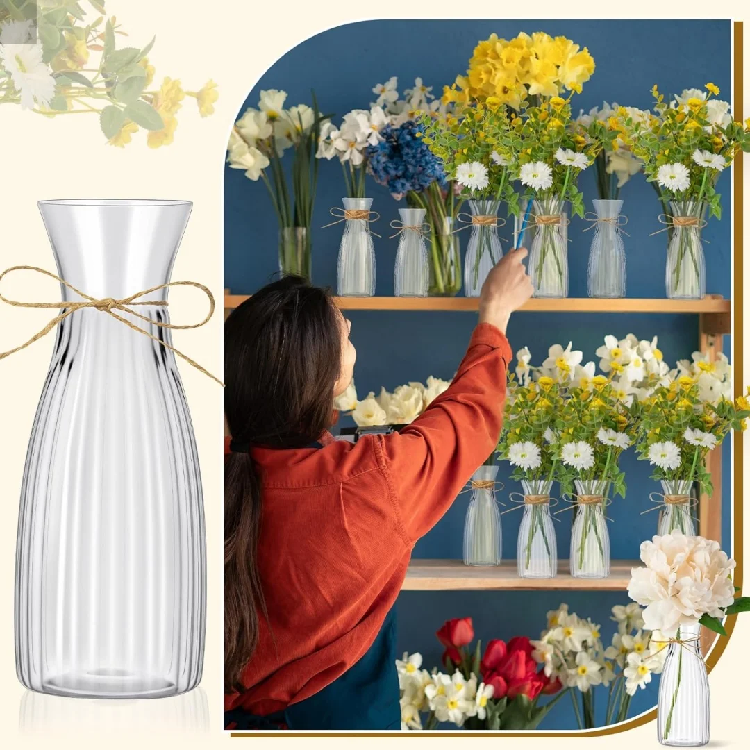 Plastic Flower Bud Vases Small Mini Flower Vases for Centerpieces Plastic Bottles for Wedding Reception Dining Table Home Decor