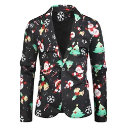 Fashion Men Printed Casual Blazers Plus Size Jackets For Party 2025 Original Design Men'S Christmas Jacket Single Row Suit Coats