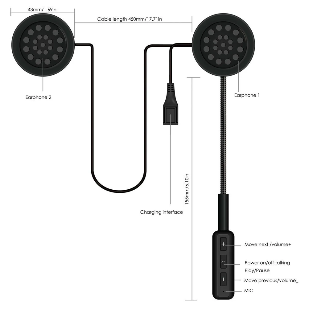 

Headphones Black Noise Reduction Microphone Long Standby Rechargeable CSR40 HiFi Speakers HandsFree