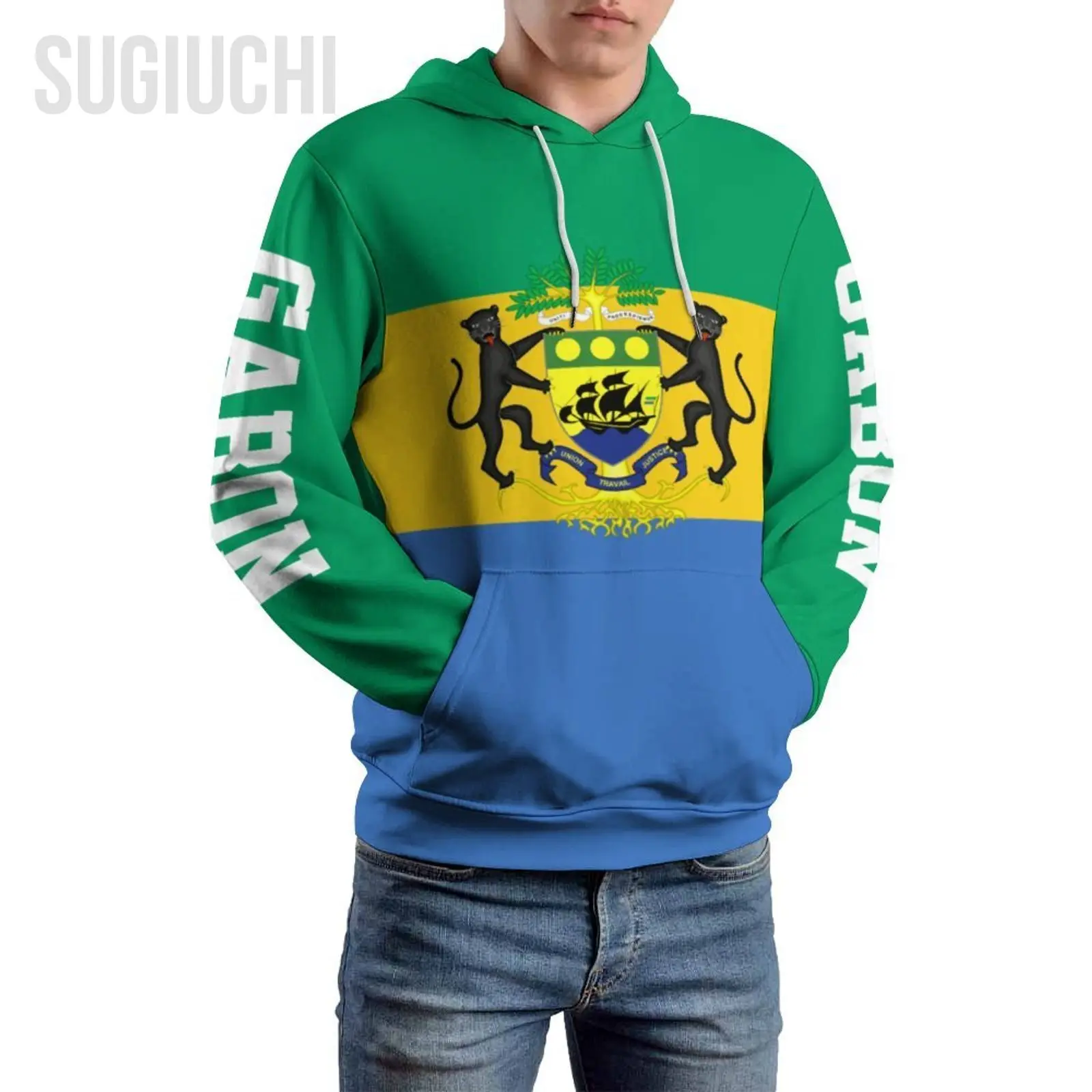 Unisex 3D Hoodie Gabon Flag Men Women Polyester Harajuku Sweatshirt Pullover Hoodies Casual Cool