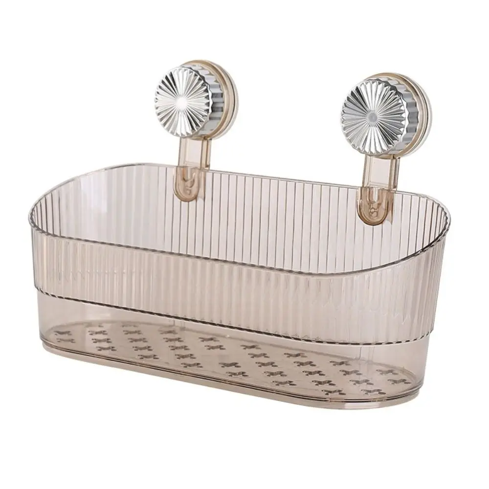 

No-Drill Suction Cup Storage Rack Transparent Large Capacity Shower Storage Holder Strong Load-Bearing with Drain Hole