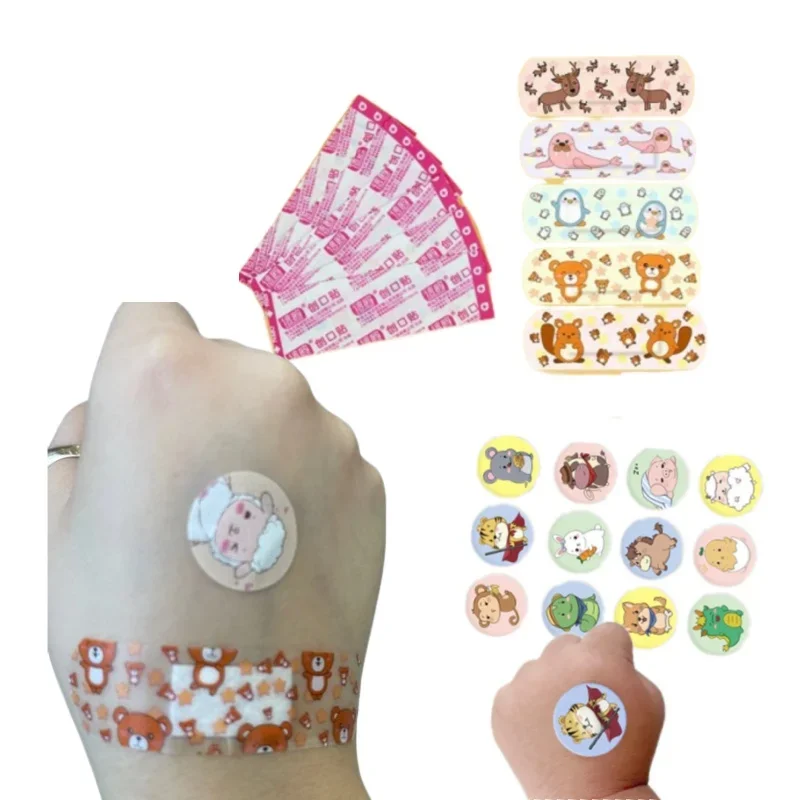 Piezas de dibujos animados para niños y adultos, banda de ayuda con forma de correa redonda, parches para la piel, yeso para heridas, Bandaids wundplast, 120