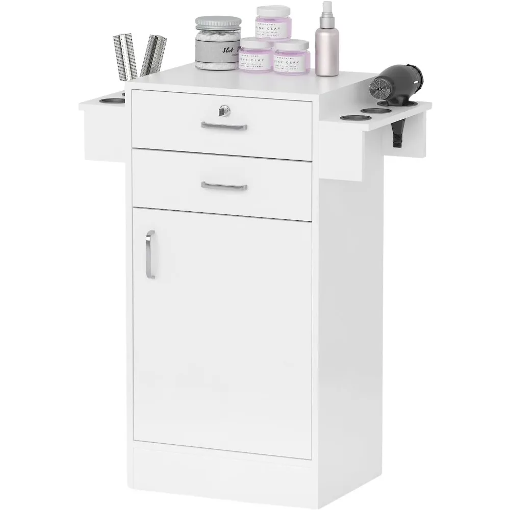 Locking Barber Station for Home Salon,Hair Salon Station Styling Station with Locking Drawers,and Holsters for Hair Stylists