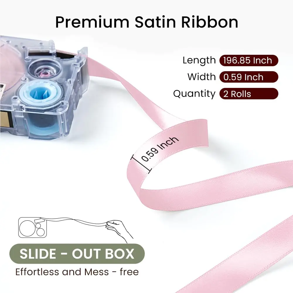 Stain Ribbon Waterproof Tape for Phomemo A30 P15 Label Maker, Durable Embellish Fabric Ribbon Roll for Gift Packing, DIY Art