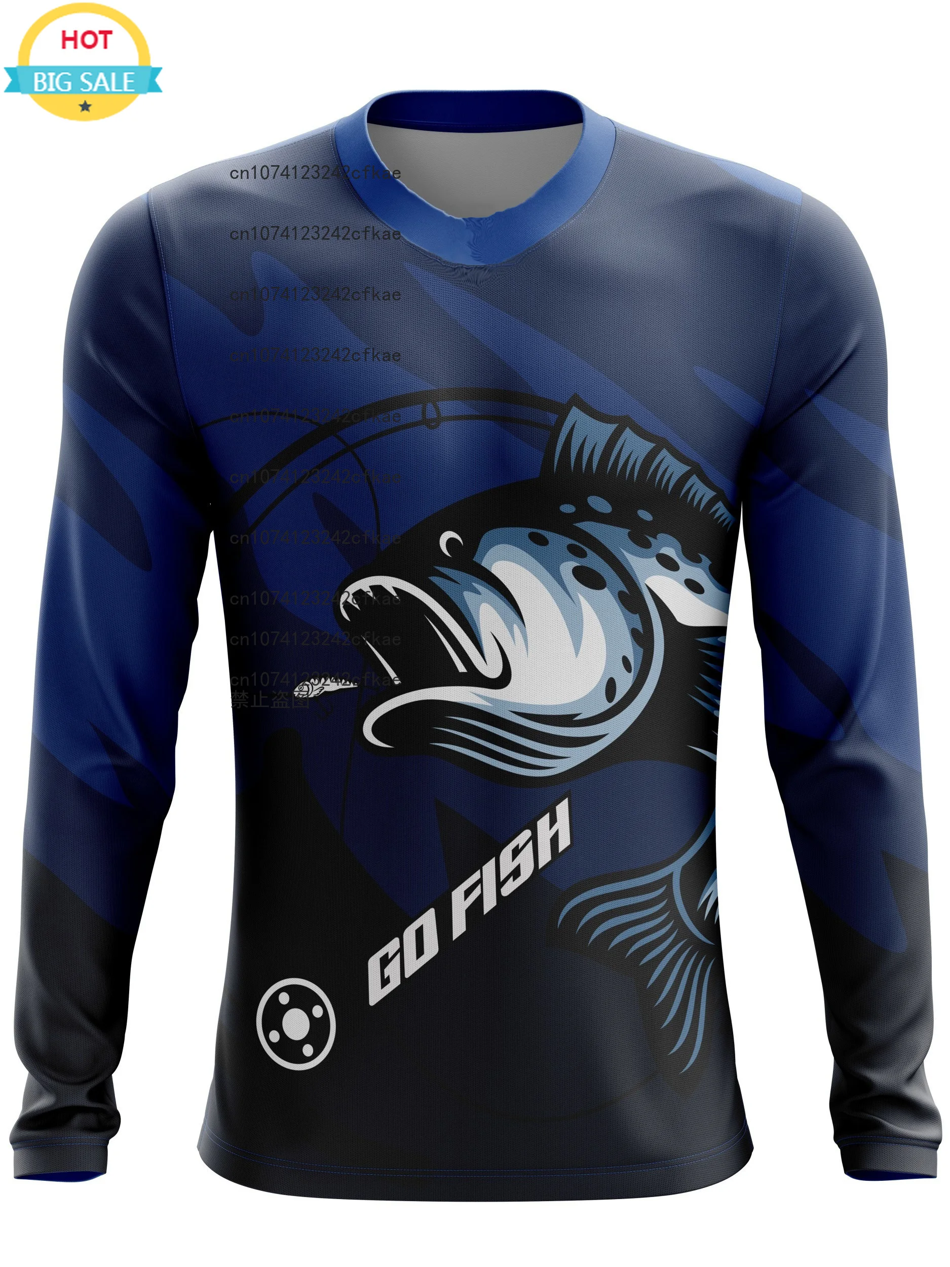 الرجال هيكل السمكة إلكتروني طباعة الصيد تي شيرت الصيد في الهواء الطلق ركوب الدراجات الرياضة قميص طويل الأكمام عارضة مريحة تنفس أعلى