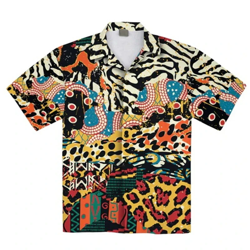 Harajuku Mens African Clothing Historical Hero 3d Men Shirts Pattern Casual Lapel Short Sleeve Tops Summer Blouse Shirt Clothing