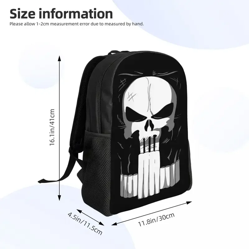 Kustom Punisher setelan ransel perjalanan pria wanita tas sekolah Laptop tas buku pelajar kuliah tas Harian