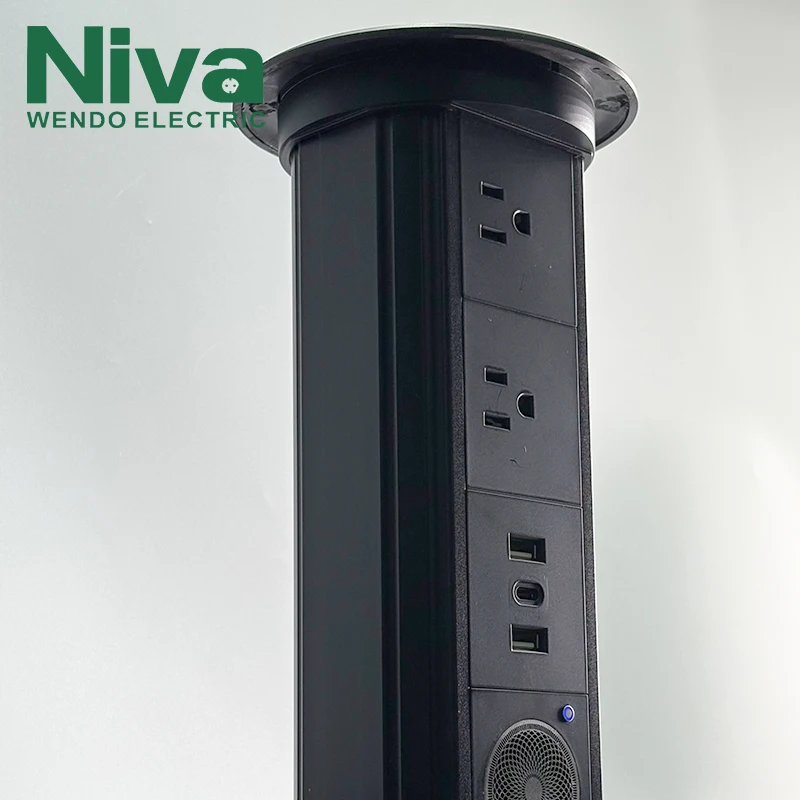 Pop up Outlet Lift Socket Recessed Retractable Power Strip Charging Station with USB Ports for Kitchen Counter Island