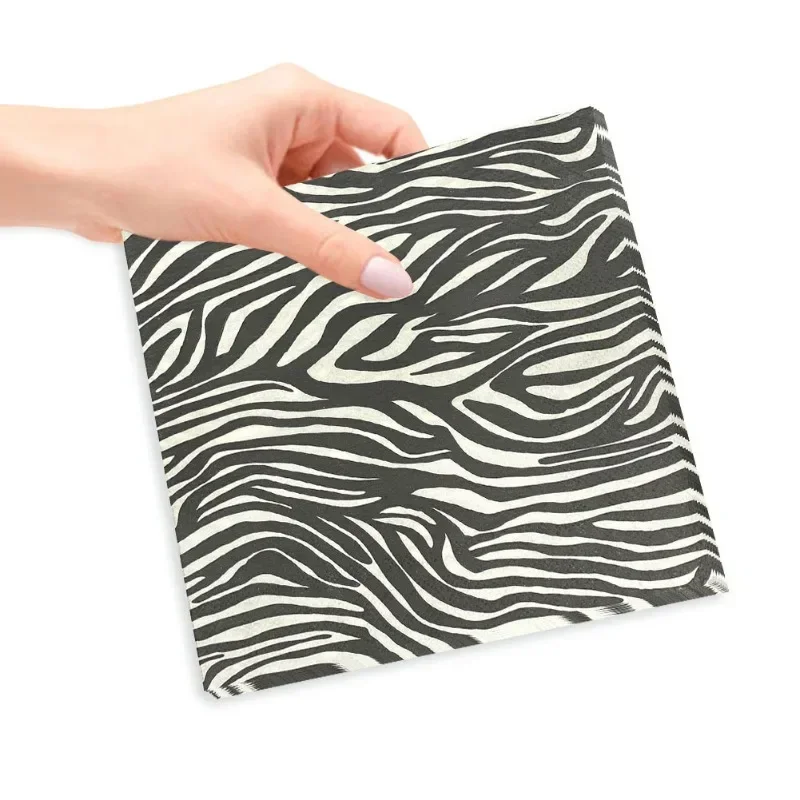 New Black and White Leopard Print Food Grade Printed Pattern Party Tissue Paper Commercial Wholesale 2-Ply 20pcs/Pac 33*33cm