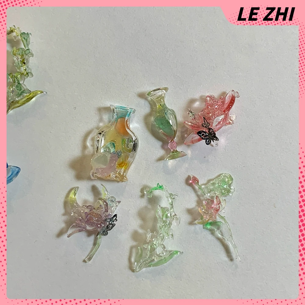 1Pcs Beautiful Flower Series 3D Acrylic Diy Silicone Nail Art Mold Decorations Lotus Vase Jar Nails Art Mold Charm Manicure Tool - view 5