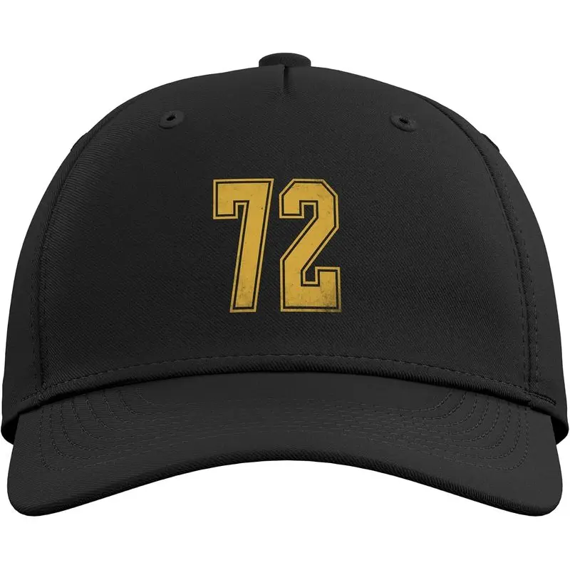 Number #72 Jersey Yellow Distressed Vintage Lucky Number 72 Adjustable Baseball Hat