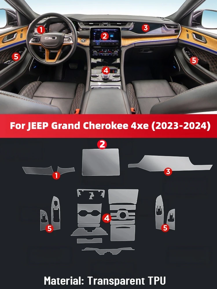 Auto Central Control Screen TPU Navigation Anti Scratch Interior Protection Film GPS For JEEP Grand Cherokee 4xe 2023 2024