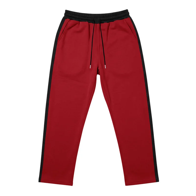 Autumn and winter independent heavy fleece casual sports men's pants straight large size drawstring men's sweatpants