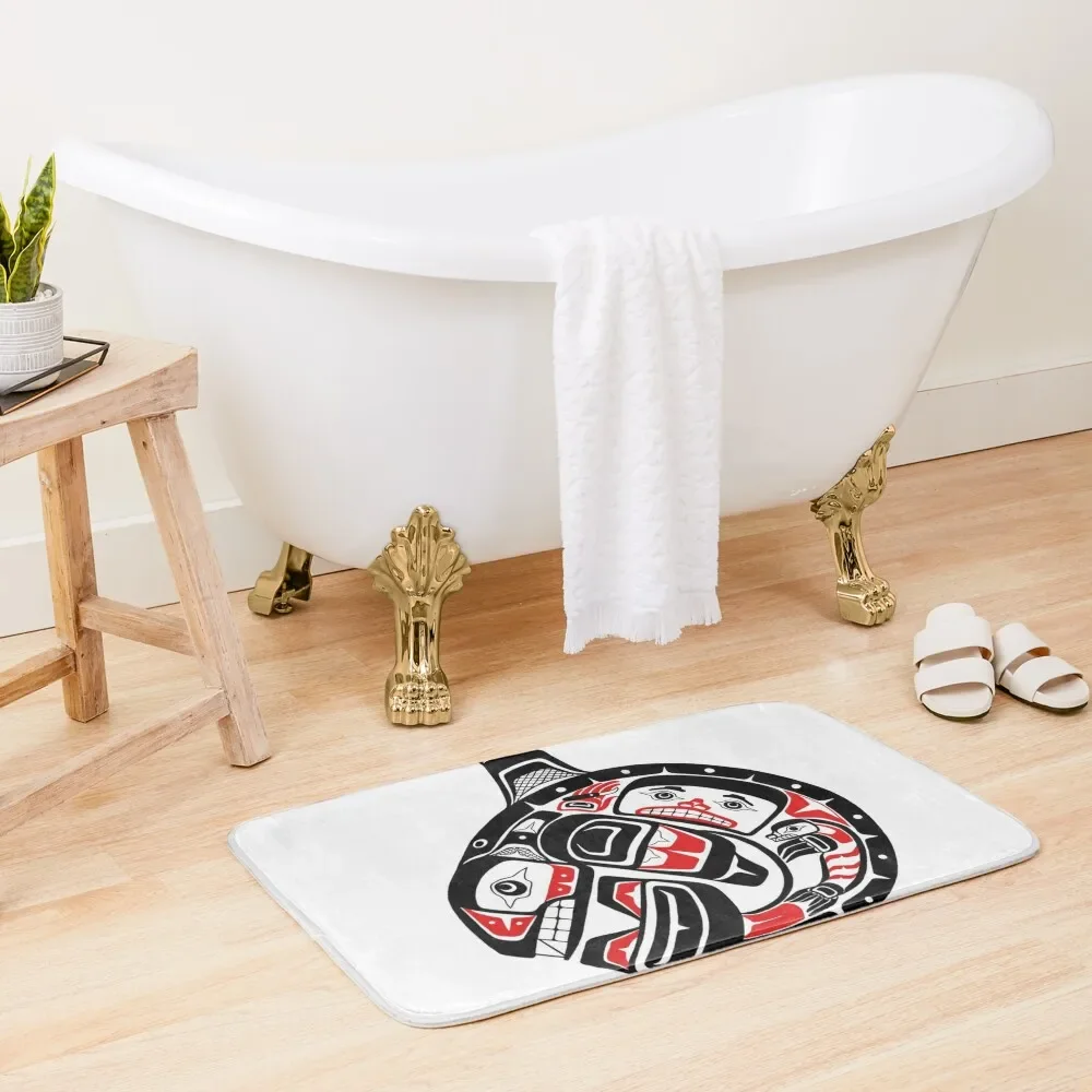 

BLACKFISH - PNW Alaska, Tlingit style orca killer whale Bath Mat Bathroom Accessories Carpet In The Bathroom Mat