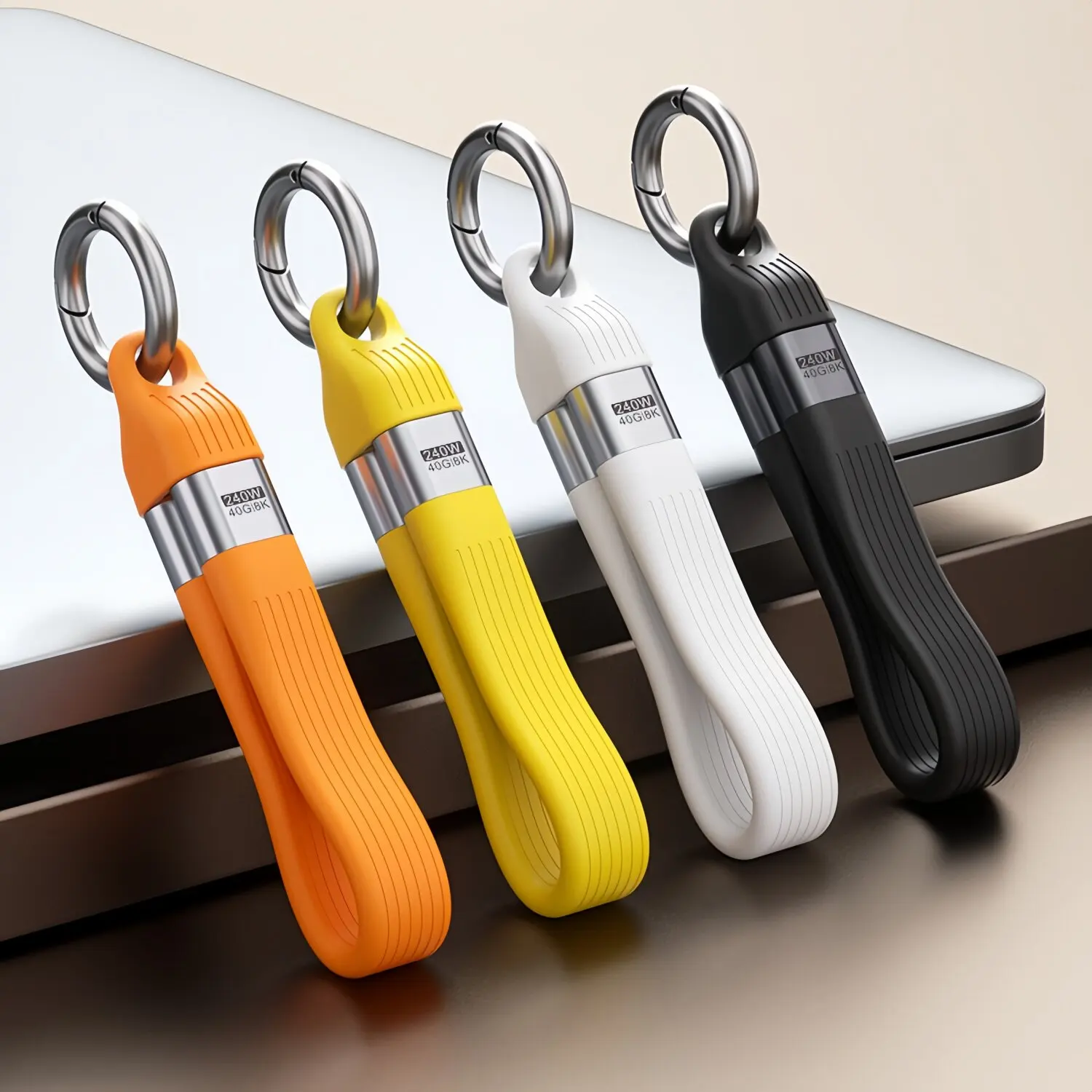 240W USB-C to USB-C Cable 40Gbps 8K@60Hz 13cm Short Soft TPE Keychain Dustproof Charger Cord for iPhone 17 Galaxy S24 iPad Pro