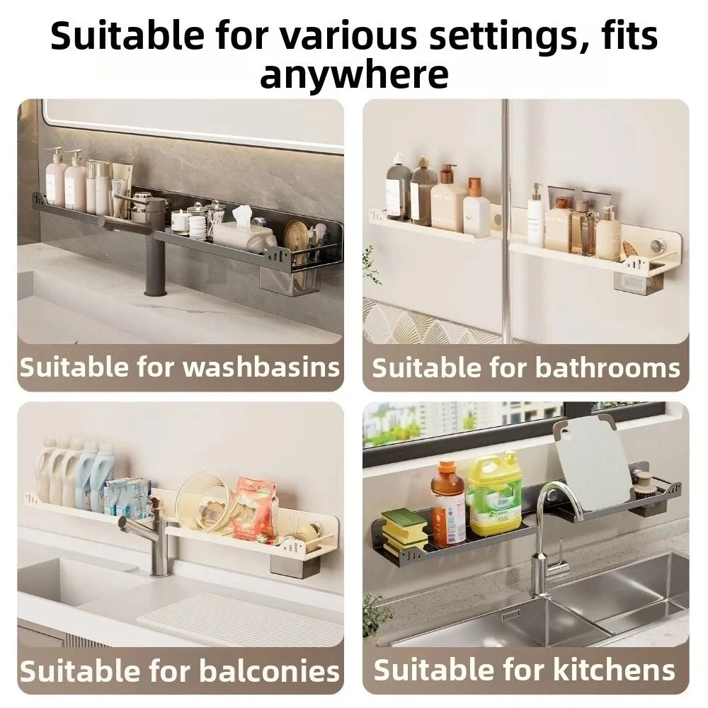 

Suction Cup Bathroom Shelves No-Drill Large Capacity Wall Display Shelf Rustproof Wall Mounted U-Shaped Storage Rack