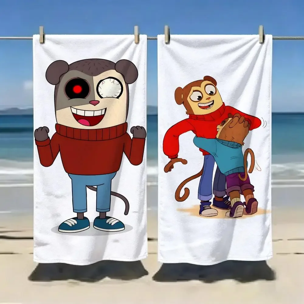 Kids Cartoon M-Max the Talking Monkey Towel Microfiber soft Beach Towel for Travel Fitness Sauna Bathing Camping