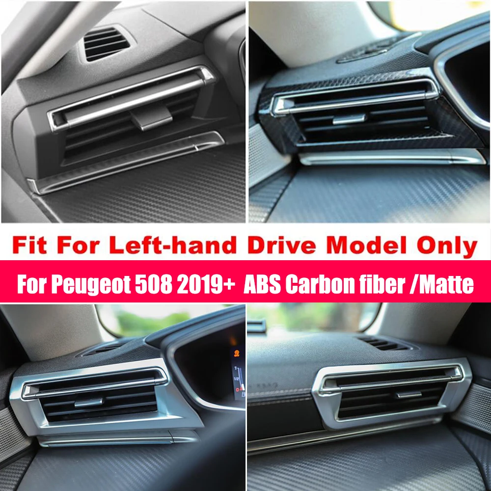 

For Peugeot 508 GT 2019-2022 ABS Carbon fiber Car conditioner air Outlet decoration frame Cover Trim Car styling Accessories