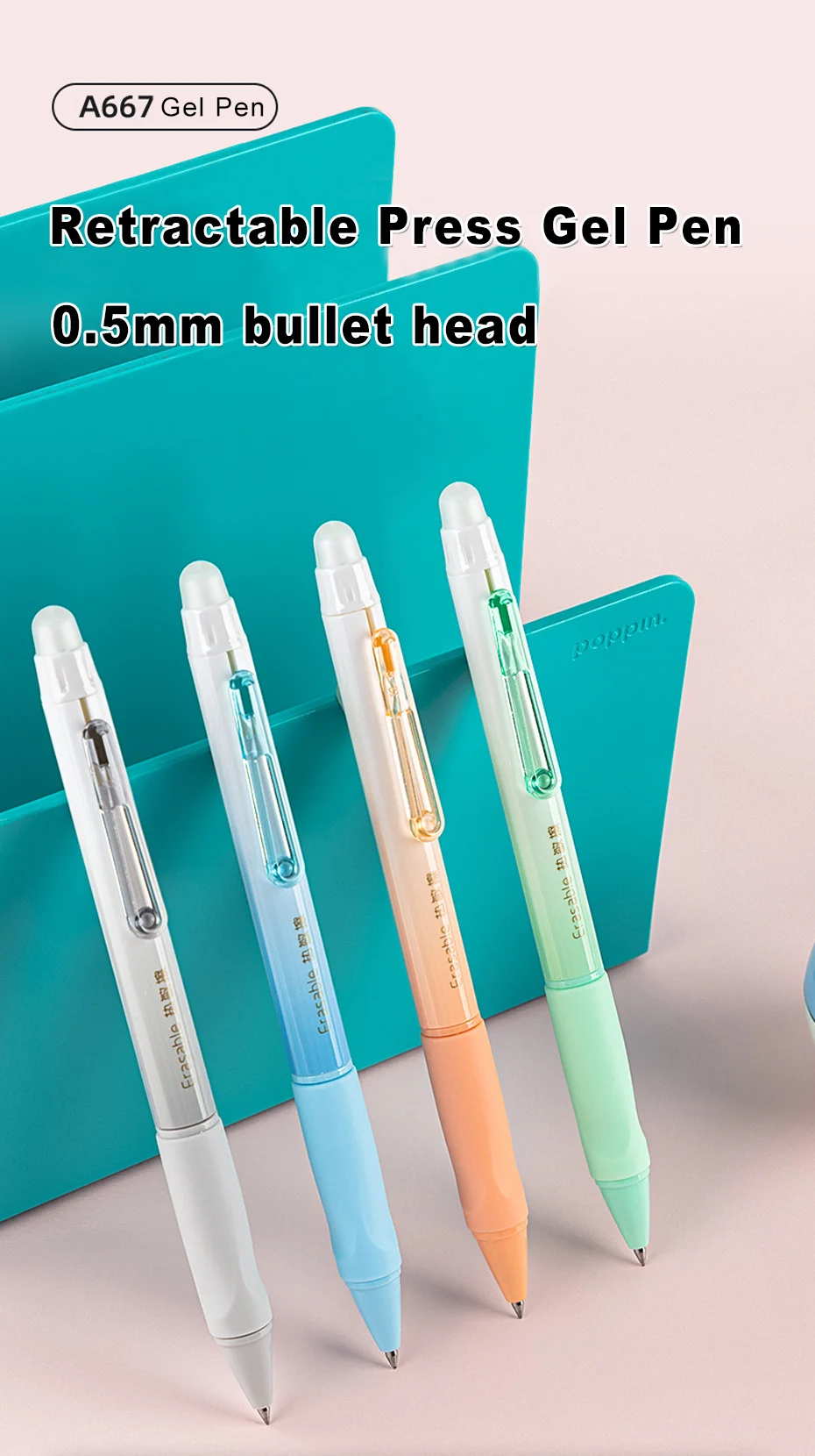 Deli Löschbaren Pen-Set 0,5mm Gel Stift Löschen Blau Schwarz Tinte Refill für Schreibwaren Schule Liefert Löschbaren Kugelschreiber kawaii – Detail 2