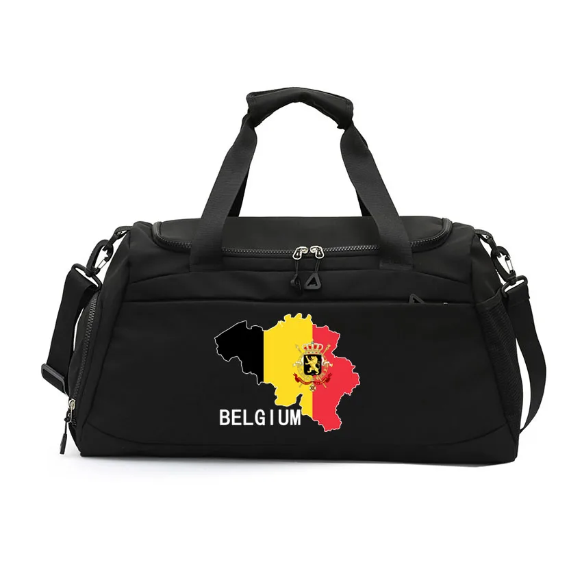 

Belgium Flag Printed Shoulder Bag Large Capacity Travel Luggage Bag Basketball Handbag Fitness Yoga Couple Bag