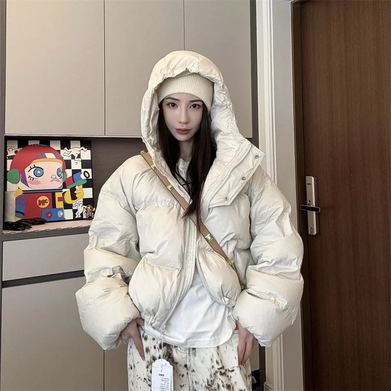 Winter Parka Woman Jacket Hooded Thicken Loose Zipper Pockets Warm Snow Wear 2024 New Woman Down Cotton Padded Puffer Coat