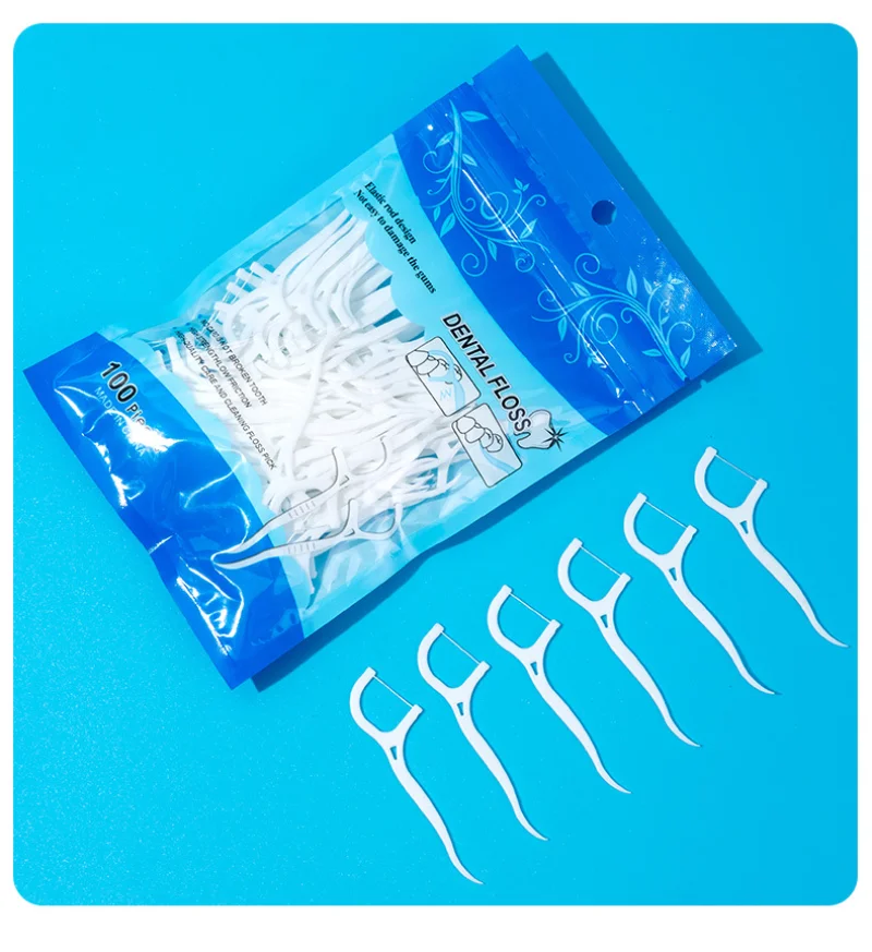 100pcs Dental Floss Flosser Picks Toothpicks Teeth Stick Tooth Cleaning Interdental Brush Dental Floss Pick Cleaning Tooth