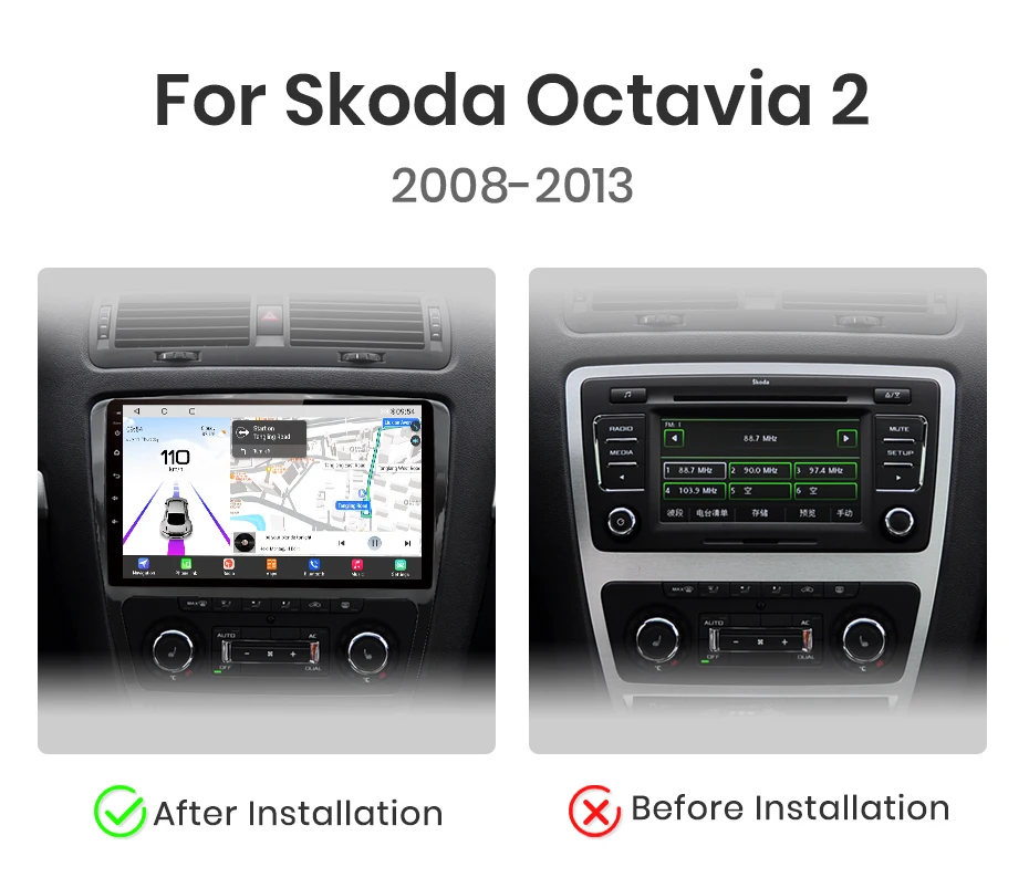 Junsun Qualcomm 8-Core 360 Kamera Drahtlose CarPlay Android Auto Auto Radio für Skoda Octavia 2 A5 2008 2009-2013 GPS – Detail 8