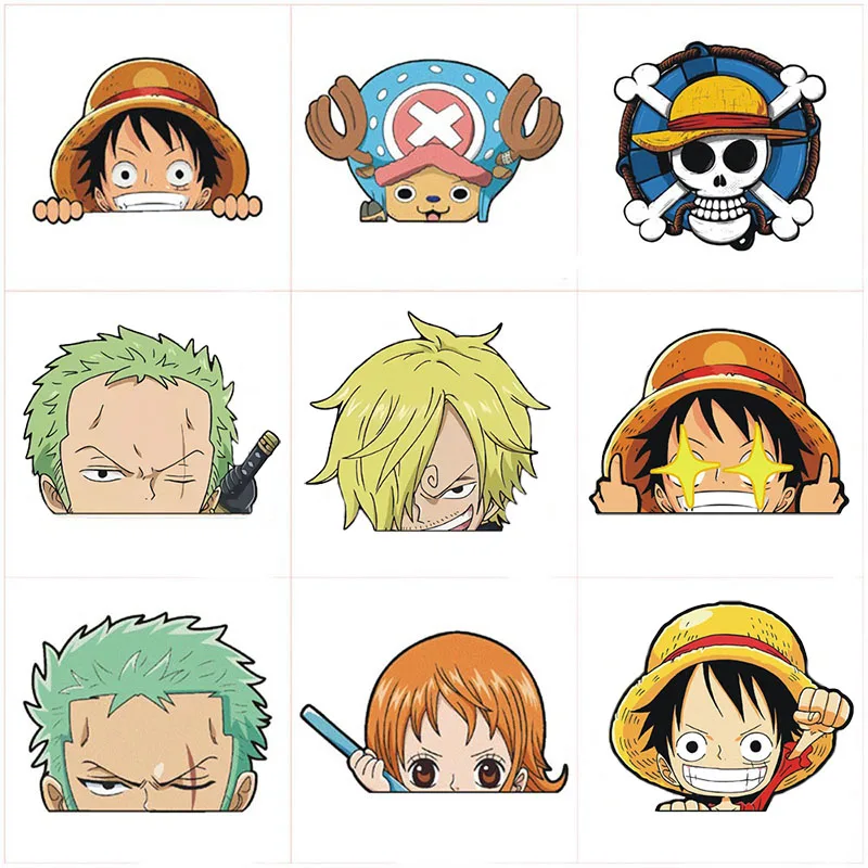 One Piece Anime Car Stickers Cartoon Luffy Joe Bassolo Back Car Rear Window Scratch Stickers Reflective Waterproof Stickers