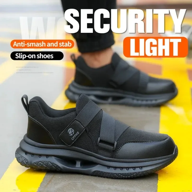 Zapatos de seguridad para hombre, zapatos de protección laboral de verano, transpirables, antigolpes, antipinchazos, botas de seguridad cómodas de acero con punta de hierro