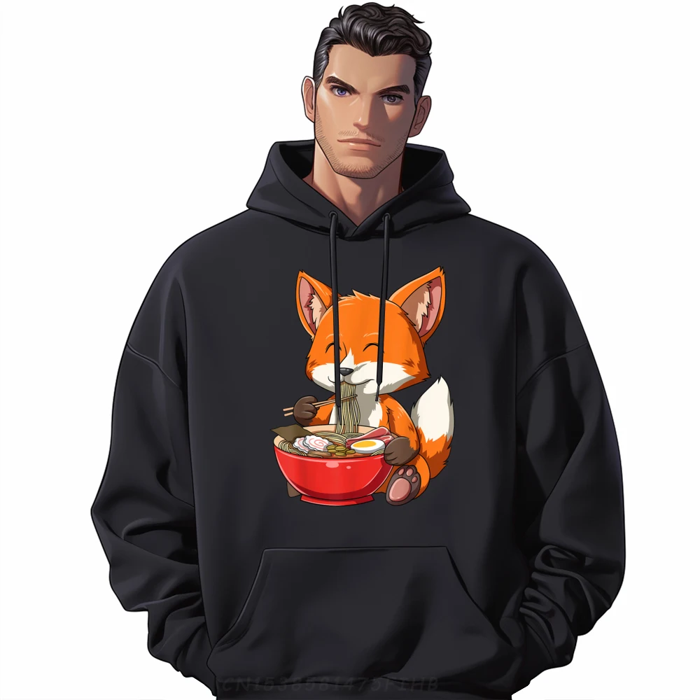 

Fox Eating Ramen Ramen Noodle Lovers Fox Themed Graphic Pullover Hoodies Man Memorial Day