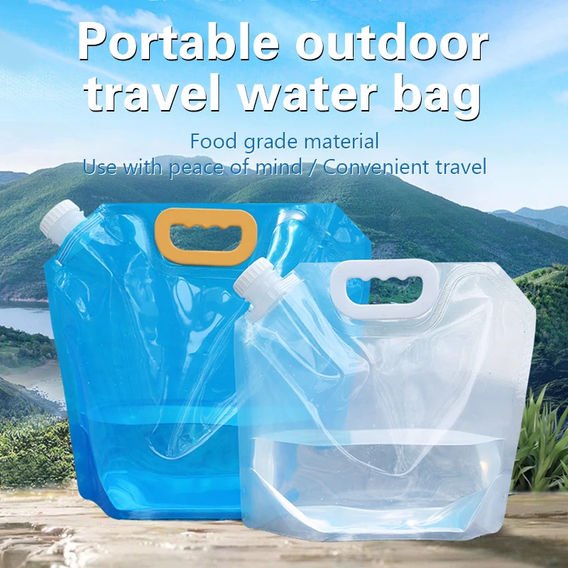 5/10L Portable Water Bag Folding Bucket Water Container Jug Bottle Pouch Outdoor Travel Camping With Handle Camping Supplies