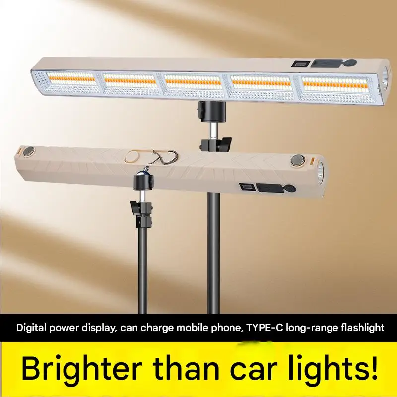8800 مللي أمبير 42 سم طويل IP66 مقاوم للماء قابل لإعادة الشحن للتخييم، 3 ألوان + ستروب وخطاف مغناطيسي، وقت تشغيل طوال الليل للاستخدام الخارجي/E #2