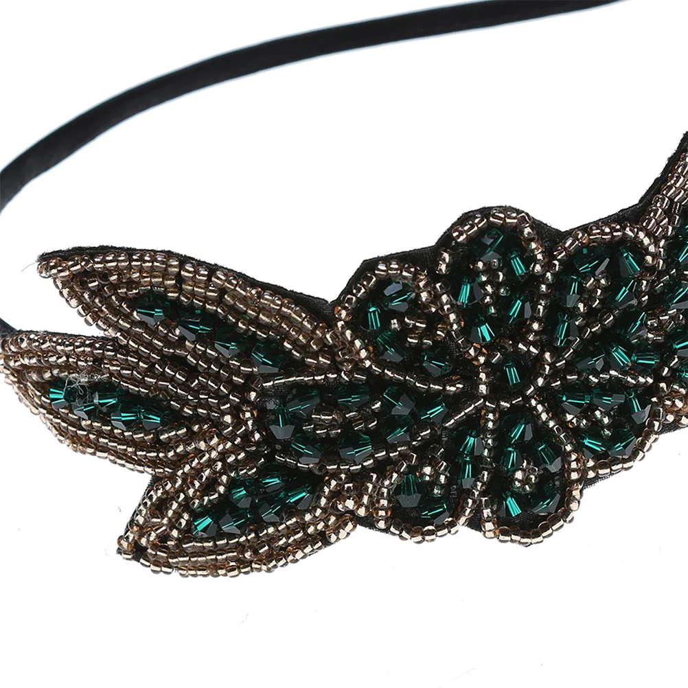 

1920S Hair Hoop Green Beaded Headband For Wedding Party Performance Vintage Style Decorative Photo Prop Party Hair