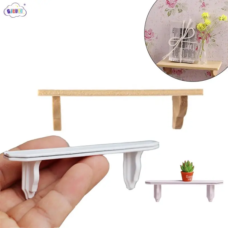 1/2pcs 1:12 Dollhouse Wood Wall Shelf Bathroom Storage Rack Hanging Shelf Model Home Furniture Decor Toy Doll House Accessories