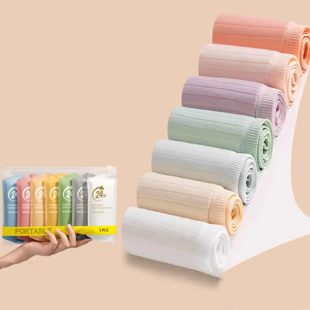 5Pcs Traceless frauen Einweg Höschen Mittlere Taille Baumwolle Schritt Streifen Nahtlose Slip Unterhose Dessous